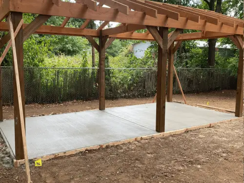 Concrete slab for shed and pergola in Gresham OR – Glorious Stone Construction
