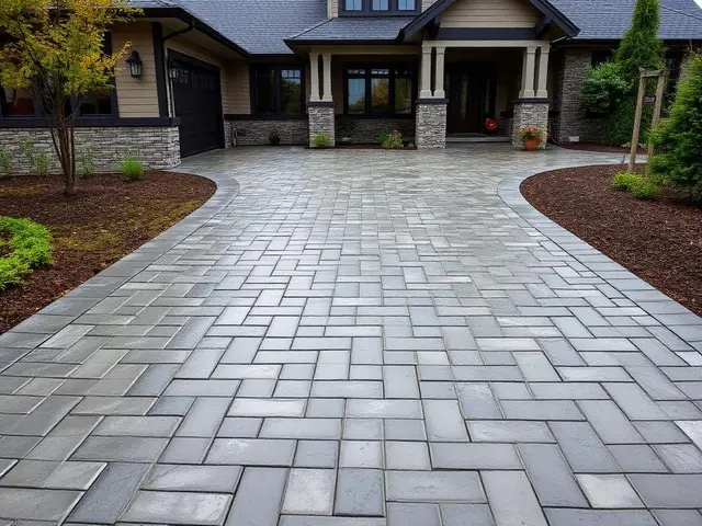 Decorative cobblestone stamped concrete driveway in Portland OR – Glorious Stone Construction