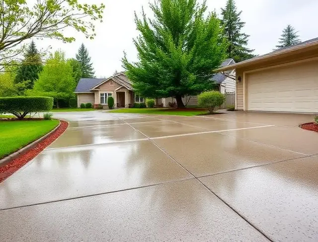 Broom finish concrete driveway in Portland OR – Glorious Stone Construction