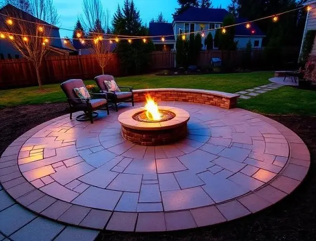 Stamped concrete fire pit patio in Gresham OR – Glorious Stone Construction