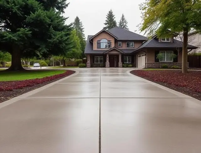 Long concrete driveway with expansion joints in Portland OR – Glorious Stone Construction