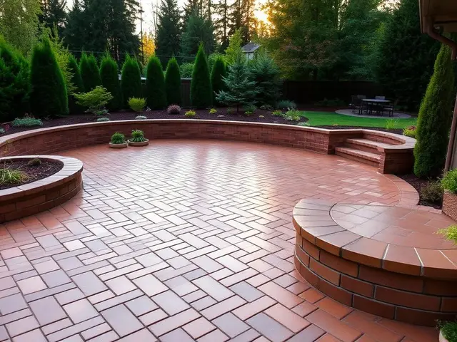 Stamped concrete herringbone patio in Portland OR – Glorious Stone Construction