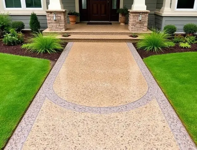 Exposed aggregate concrete walkway in Portland OR – Glorious Stone Construction